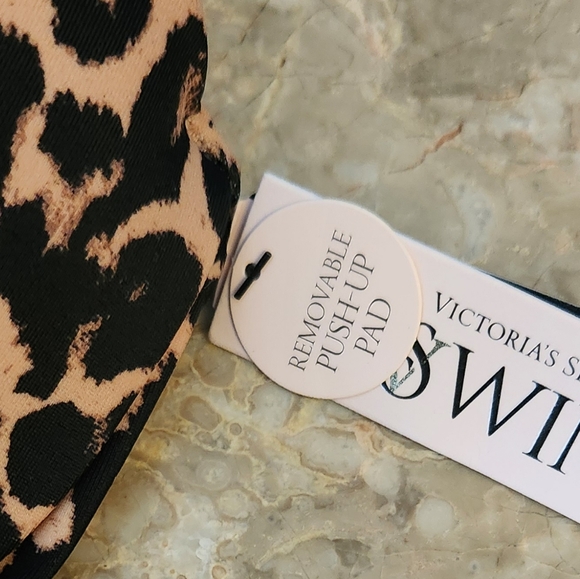 32DD/S 🖤VS Swim Removable Push Up Bikini Top Brazilian Bikini Set Leopard - Picture 5 of 6